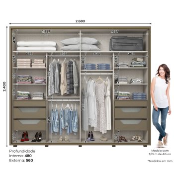 Guarda-roupa Cavic 02 Portas Deslizantes