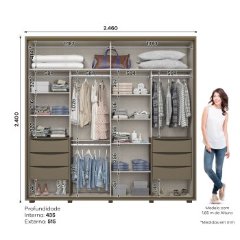 Guarda-roupa Havaí 02 Portas Deslizantes